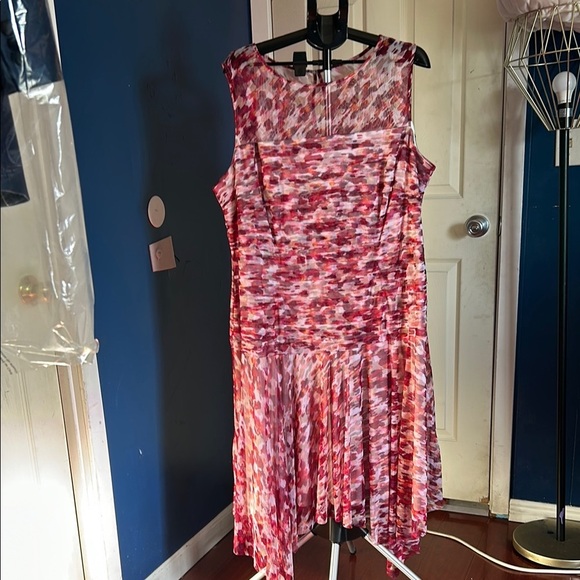 Red and White Asymmetrical Tiered Sundress - Picture 1 of 11